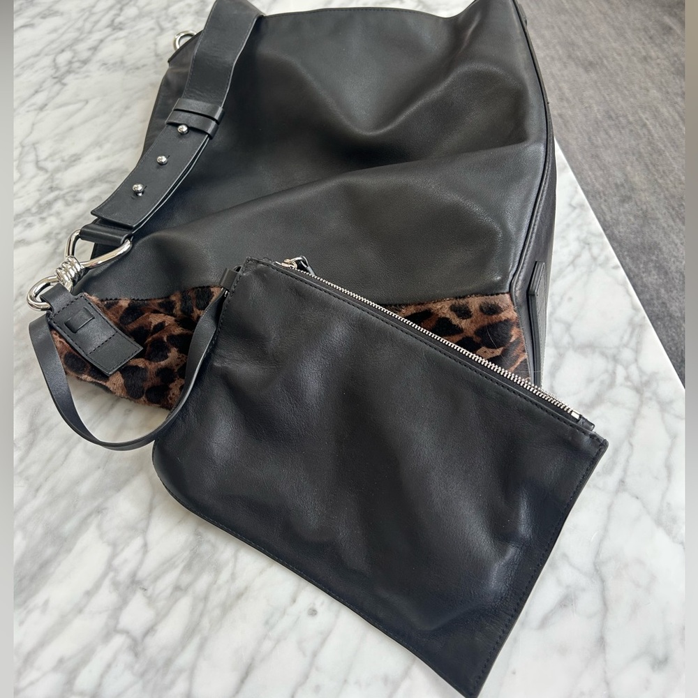 All Saints Black Leather Medium Hobo Tote - Picture 4 of 8